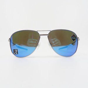 Oakley OO4147 0357 New Silver/Prizm Blue CONTRAIL Aviator Sunglasses with case